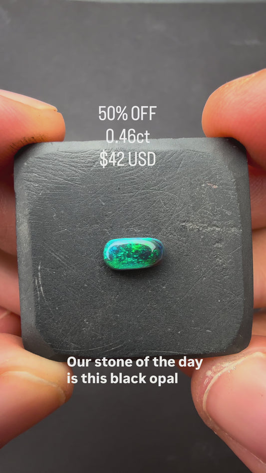 0.46ct Black Opal Opal With A Green, Blue Play Of Color, From Lightning Ridge Australia