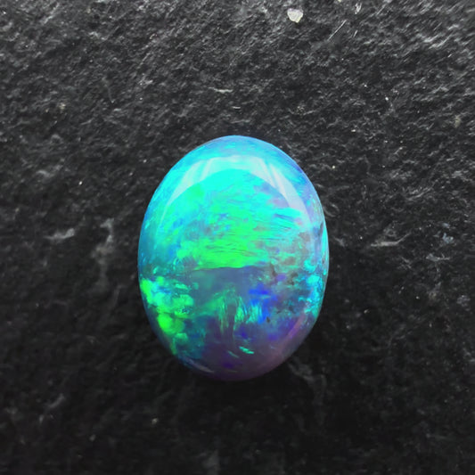 0.7cts Gem Black Opal With A Deep Green Blue Mixed Pattern