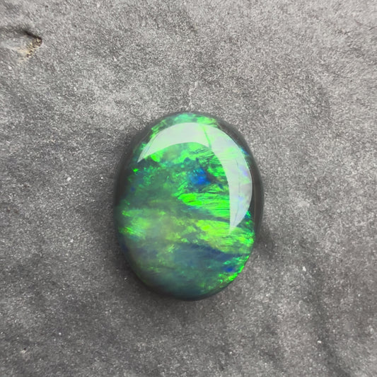 1.27cts Black Opal With A Deep Green Blue Play Of Color, From Lightning Ridge Australia