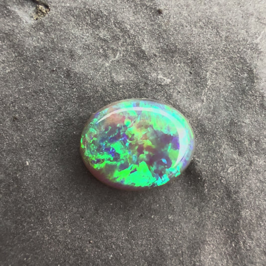 0.68cts Affordable Black Opal With A Green Blue Play Of Color, From Lightning Ridge Australia