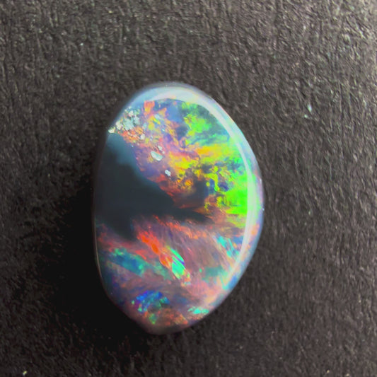 0.55cts Black Opal Picture Stone With A Red Pink Multicolor Play Of Color, From Lightning Ridge Australia
