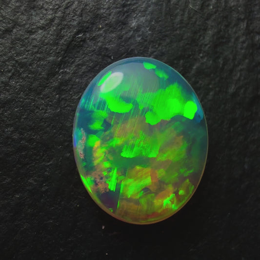 0.8ct Gem Crystal Opal, This stone Has A Blocky floral Pattern, Vivid Greens and Golds And Lots Of Depth