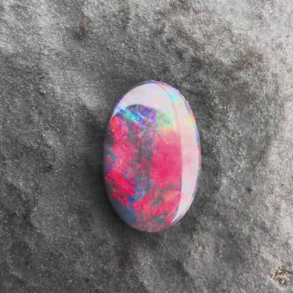 0.57cts Affordable Black Opal With A Vivid Red Pink Multicolor Play Of Color, From Lightning Ridge Australia