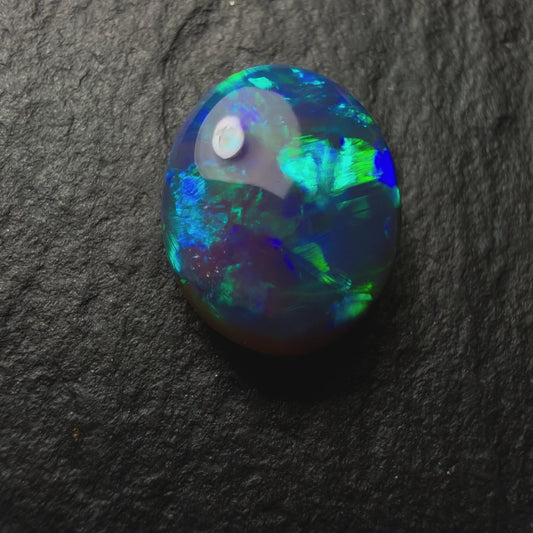 1.0ct Black Opal, This Gem Has Lovely Green Blue Color Palette And A Flagstone Like Pattern
