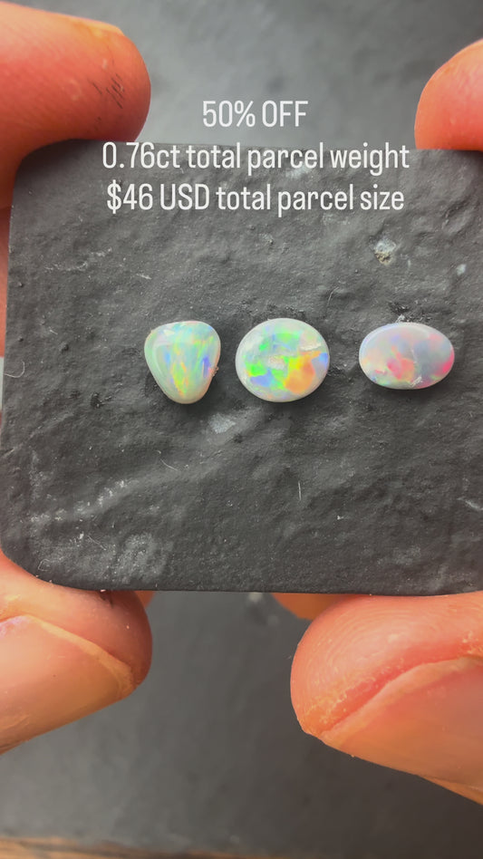0.76ct Dark Opal Parcel With A Red, Pink Multicolor Play Of Color, From Lightning Ridge Australia