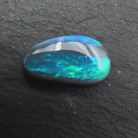 1.8ct Affordable Black Opal With Streaks Of Green-Blue Color