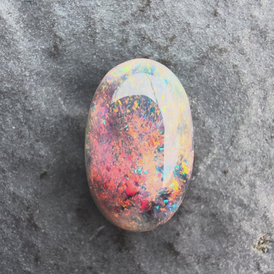 1.81cts Affordable Black Opal With A Vivid Red Pink Multicolor Play Of Color, From Lightning Ridge Australia