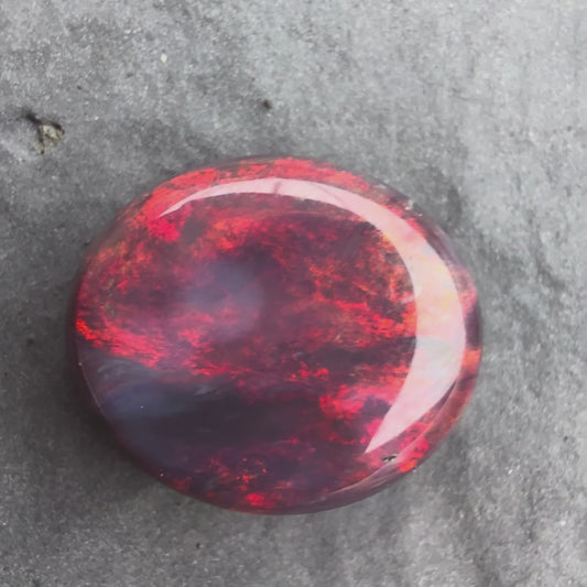 4.66cts Gem Black Opal With A Beautiful Red Multicolor Play Of Color, From Lightning Ridge Australia
