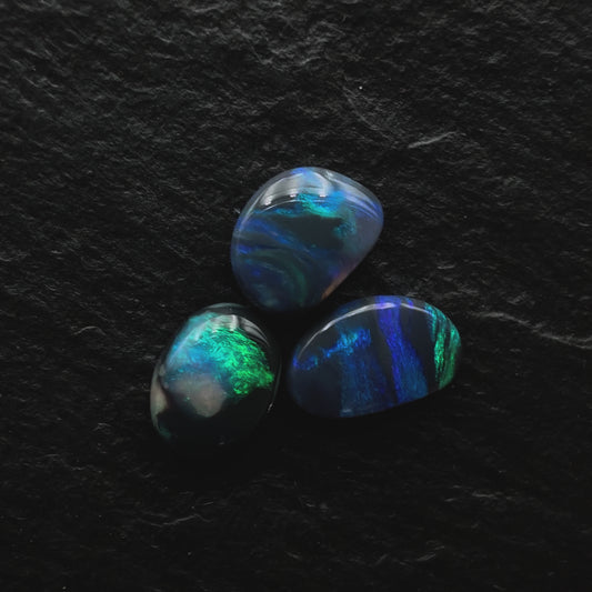 1.43ct Bundle (Price For Parcel) small Picture Stone Black Opals With Marbled Blue, Green And Black