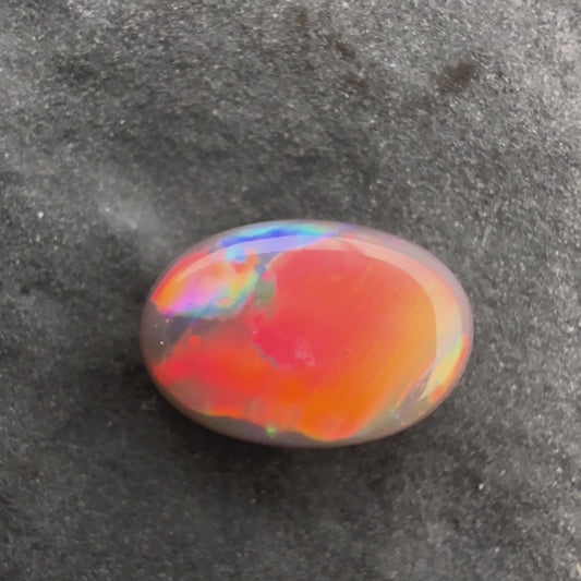 0.9cts Affordable Black Opal With A Red Multicolor Play Of Color, From Lightning Ridge Australia