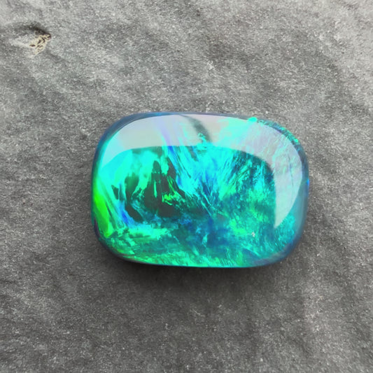 1.61cts Gem Black Opal With A Green Blue Play Of Color, From Lightning Ridge Australia