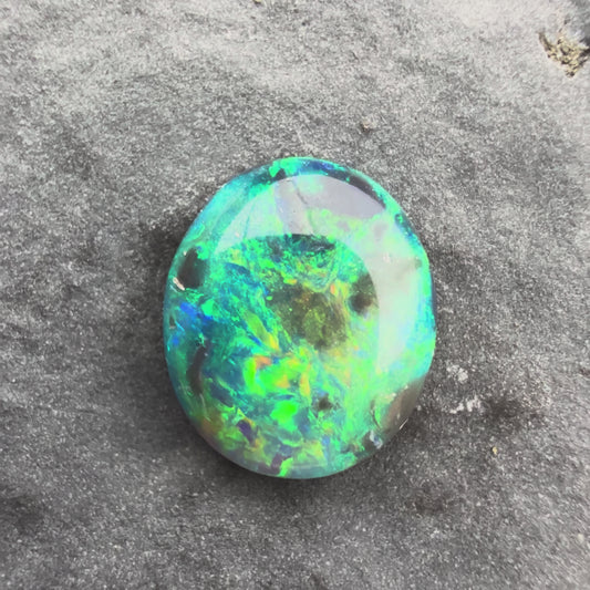 0.73cts Affordable Black Opal With A Green Yellow Gold Play Of Color, From Lightning Ridge Australia