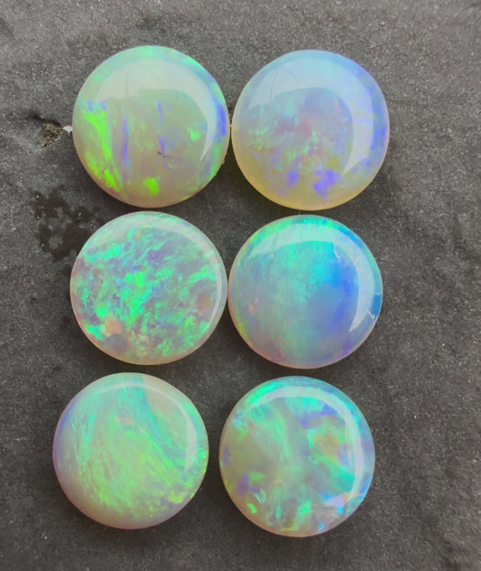 (Price For Parcel) 6mm Round Crystal Opals With A Green Blue Play Of Color, From Lightning Ridge Australia