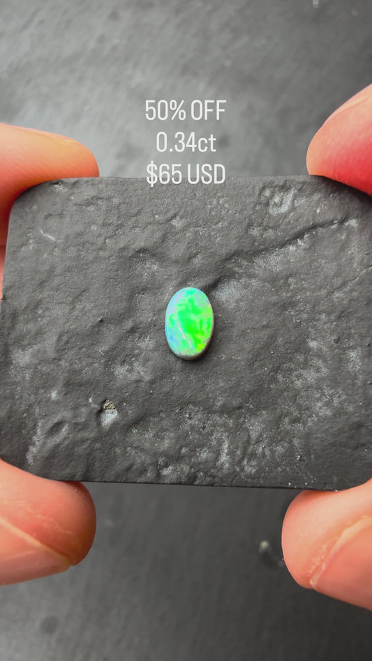 0.34ct Black Opal With A Green, Blue Play Of Color, From Lightning Ridge Australi