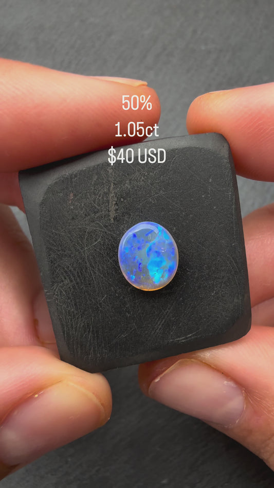 1.05ct Crystal Opal With A Blue, Violet Play Of Color, From Lightning Ridge Australia