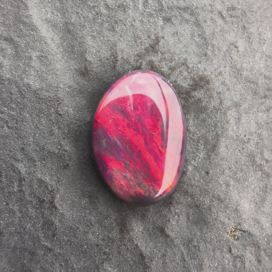 1.87cts Gem Black Opal With A Vivid Red Pink Multicolor Play Of Color, From Lightning Ridge Australia