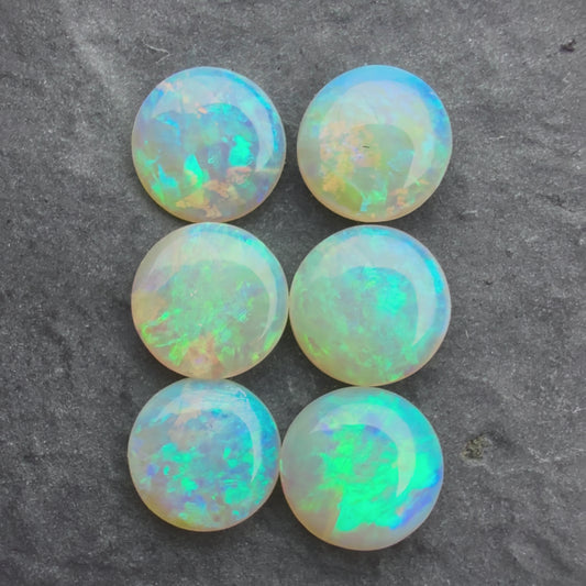 (Price For Parcel) 6mm Round Crystal Opals With A Green Blue Play Of Color, From Lightning Ridge Australia