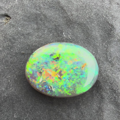 1.32cts Affordable Dark Opal With A Green Yellow Gold Play Of Color, From Lightning Ridge Australia