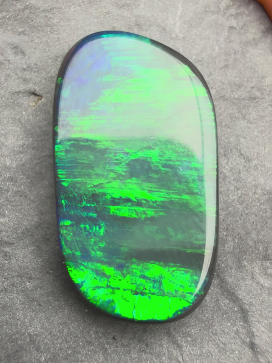 8.6cts Black Opal With A Deep Green Blue Play Of Color, From Lightning Ridge Australia