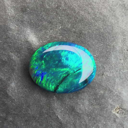 0.71cts Affordable Black Opal With A Green Blue Play Of Color, From Lightning Ridge Australia