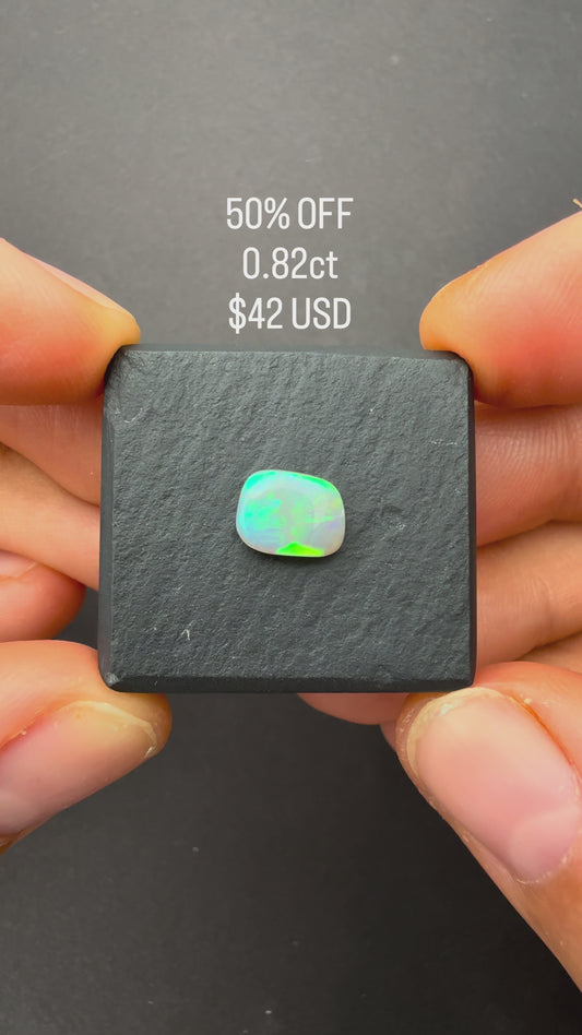 0.82ct Crystal Opal With A Green, Yellow, Gold Play Of Color, From Lightning Ridge Australia