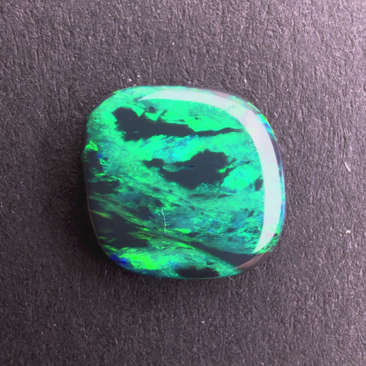 1.61cts Black Opal Picture Stone With A Deep Green Play Of Color, From Lightning Ridge Australia