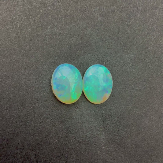 (Price For Parcel) 1.21cts Match Pair Crystal Opals With A Green Blue Play Of Color, From Lightning Ridge Australia
