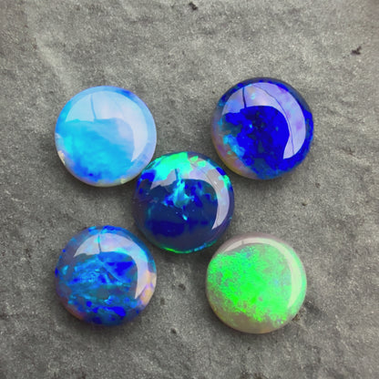 (Price For Parcel) 6mm Black opals Opals With A Green Blue Play Of Color, From Lightning Ridge Australia