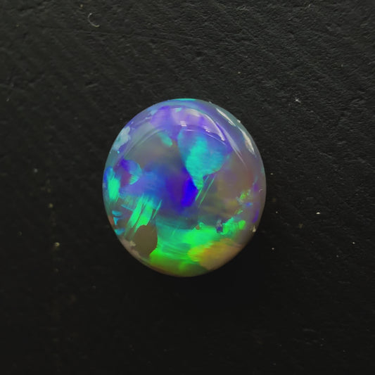 1.63 Black Crystal Opal, This Stone Has A Blocky, Green-Blue Pattern And Lots Of Depth