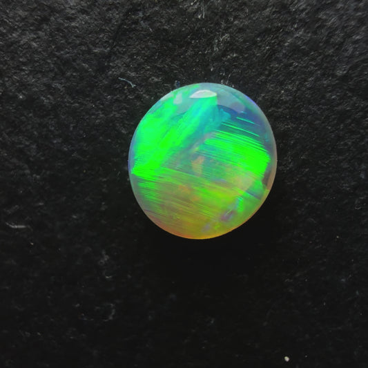 0.5ct Small Gem Crystal Opal With Vivid Lime Green Color Play And Fabulous Chaff Pattern