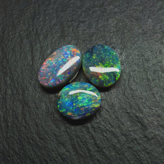 Gem Black Opals With vivid Red Multicolor Palettes and Mossy patterns