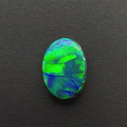 2.36cts Black Opal With A Green Blue Play Of Color, From Lightning Ridge Australia