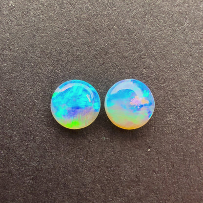 (Price For Pair) 4mm Affordable Crystal Opal Round Pair With A Blue Green Play Of Color, From Lightning Ridge Australia (Copy)