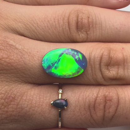 6.6cts Dark Opal with a Green Blue Play of Color, From Lightning Ridge Australia