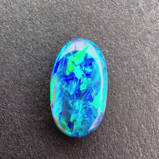 0.66cts Gem Black Opal With Blue Green Play Of Color, From Lightning Ridge Australia