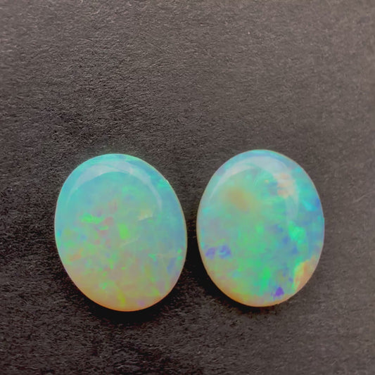 (Price For Parcel) 2.26cts Match Pair Crystal Opals With A Green Blue Play Of Color, From Lightning Ridge Australia