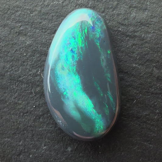 3.95ct Black Opal With A Green, Blue Play Of Color, From Lightning Ridge Australia