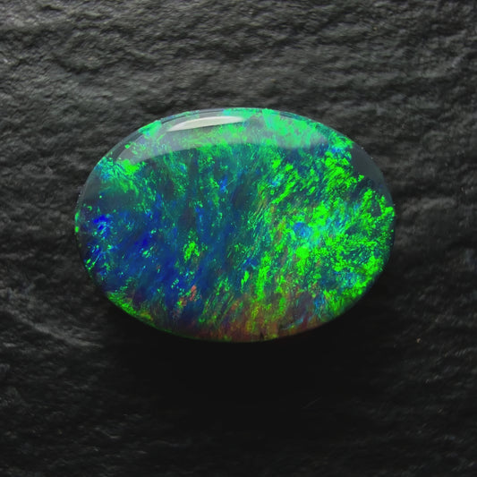 0.75ct Black Opal, This Gem Has A Moss Pattern And Blue Green Color Palette