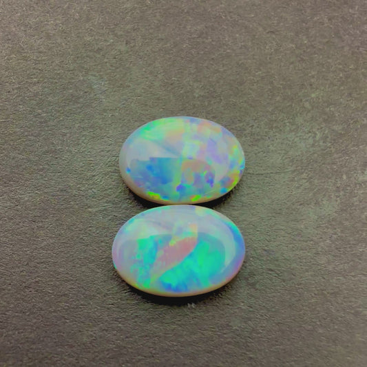 (Price For Parcel) 2.03cts Match Pair Dark Opals With A Red Pink Multicolor Play Of Color, From Lightning Ridge Australia