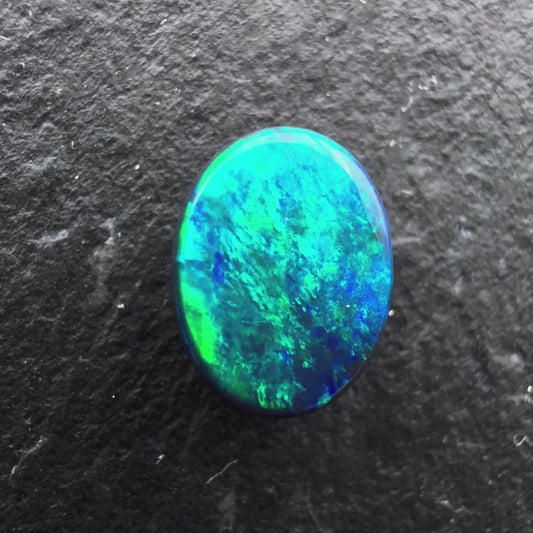 1ct Beautiful Blue Green Gem Black Opal With Green Moss pattern