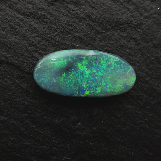 2.42ct Picture Stone Black Opal With Marbled Blue, Green And Black