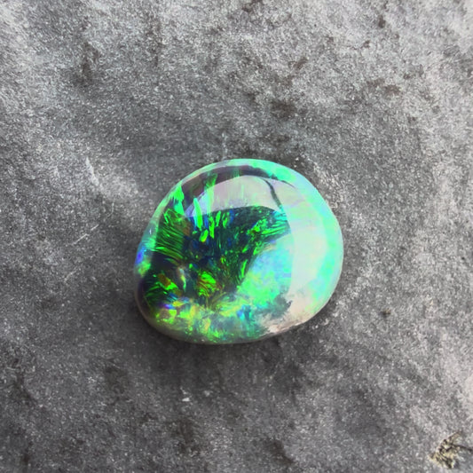 0.8cts Affordable Black Opal With A Vivid Green Blue Play Of Color, From Lightning Ridge Australia