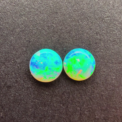(Price For Pair) 4mm Affordable Crystal Opal Round Pair With A Blue Green Play Of Color, From Lightning Ridge Australia