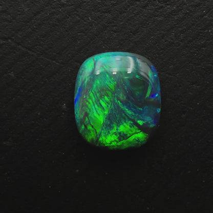 0.78ct Affordable Cushion Cut Black Opal With Rich Blues And Greens