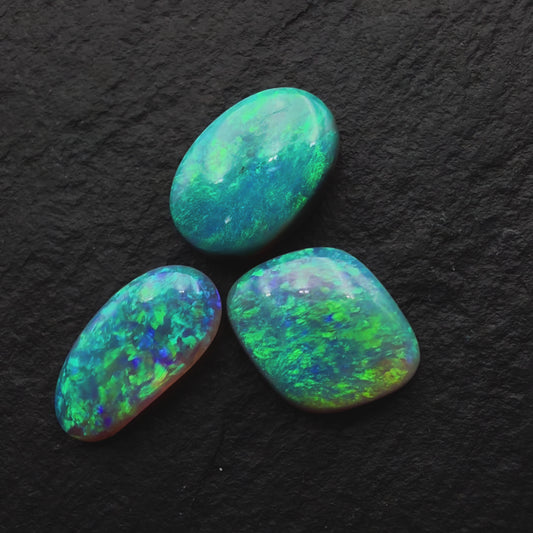 (Price Per Stone) Dark Opals With Vivid Aqua Colors And Moss Patterns