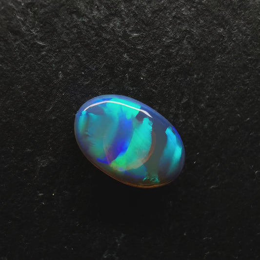 1.59ct Dark Crystal Opal With Incredibly Rare Painters Brush Pattern, Lovely Teal And Blue Strokes Of Color And Lots Of Depth