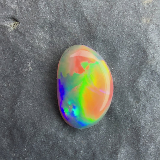 0.74cts Affordable Dark Opal With A Red Orange Multicolor Play Of Color, From Lightning Ridge Australia