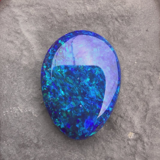 5.44cts Black Opal With A Mossy Pattern and Dark Blue Green, play of color