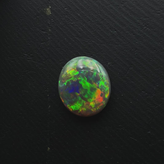 2.66ct Gem Black Opal With Vivid Gold Green Floral Pattern