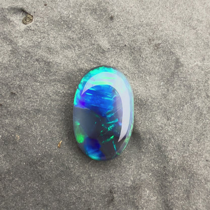 0.74cts Affordable Black Opal With A Blue Green Play Of Color, From Lightning Ridge Australia